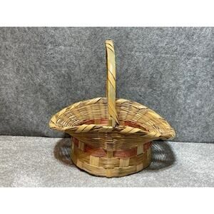 Vintage Wicker Wood Storage Easter Flower Storage Basket with Handle Medium 14"